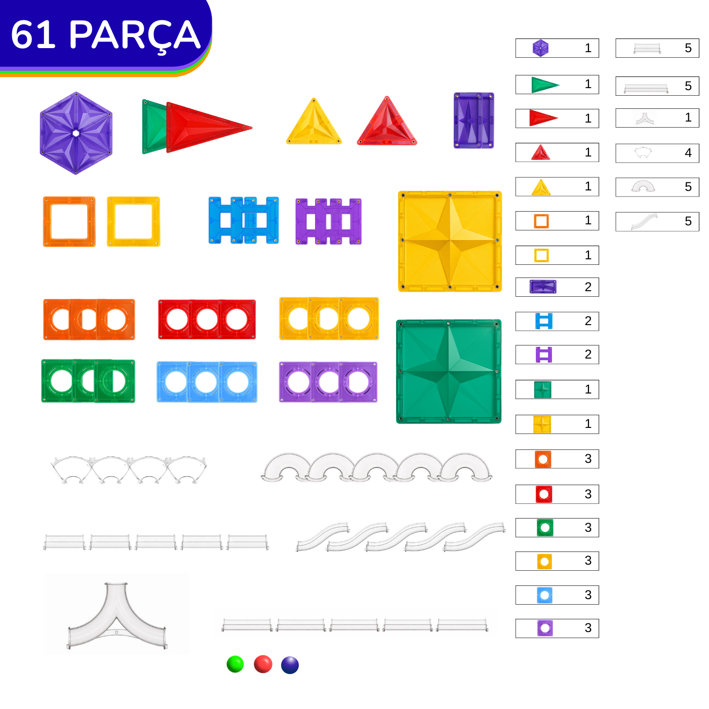 61 Parçalı Manyetik Parkur ve Yapı Seti