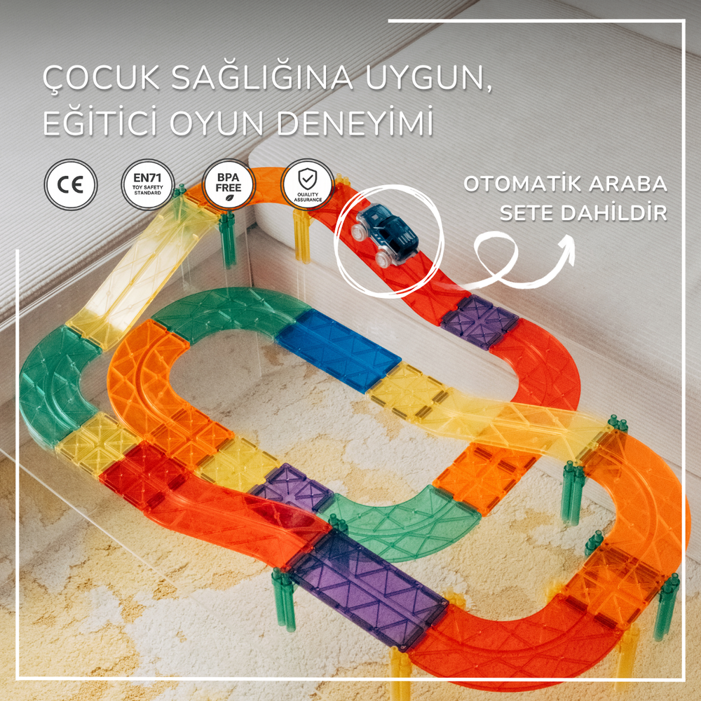 39 Parçalı Otomatik Arabalı Manyetik Pist Seti