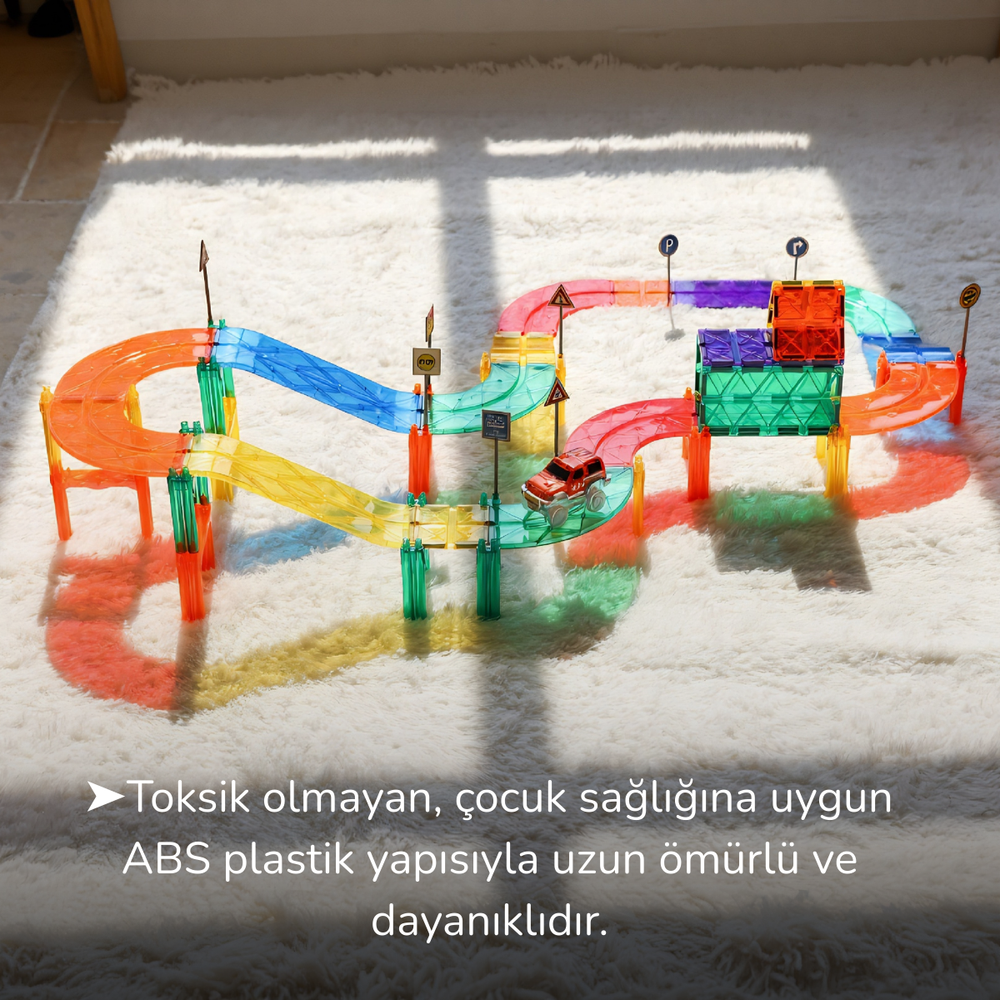39 Parçalı Otomatik Arabalı Manyetik Pist Seti