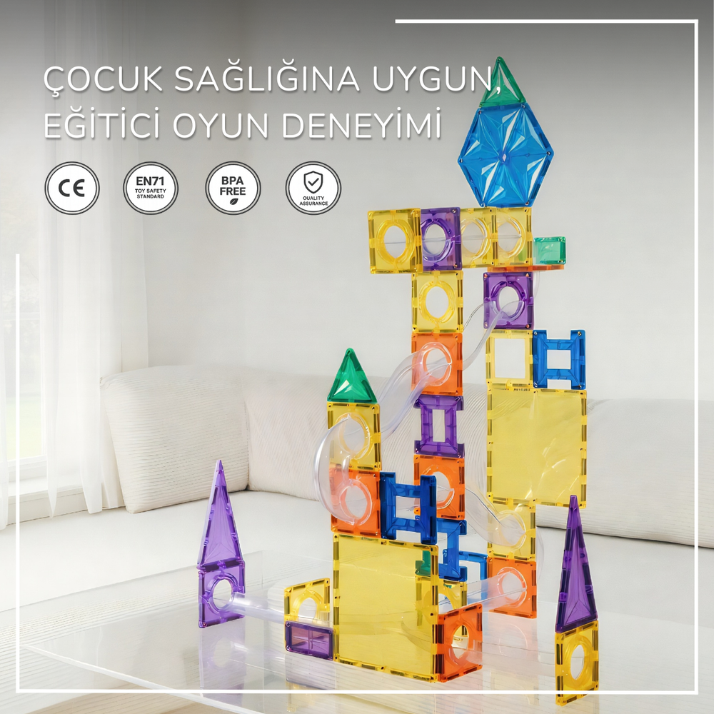 61 Parçalı Manyetik Parkur ve Yapı Seti